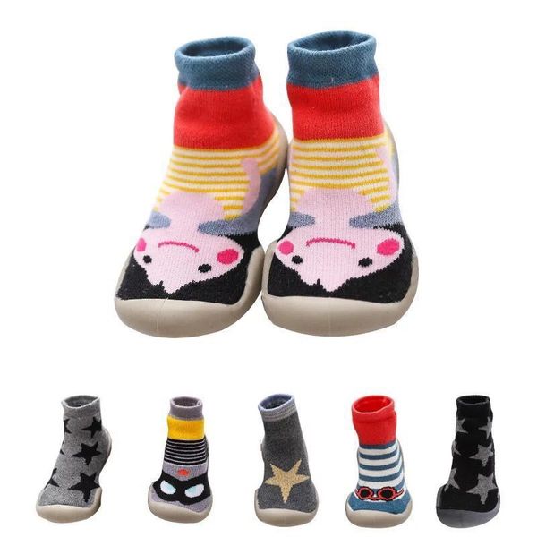 Baby Foot Meias Kid Borracha Soled Socks Meias Crianças Indoor Bebê Menino Calçado Criança Criança Girl Shoes 210315