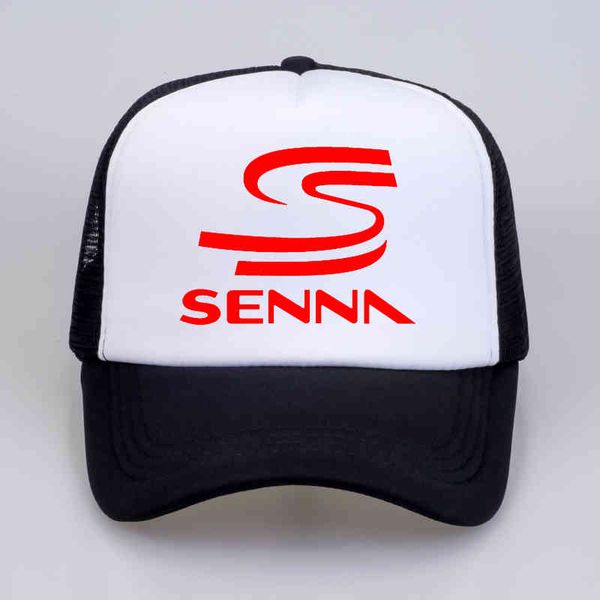 

2xfs summer fashion hero f1 ayrton senna baseball caps men women printed letters cool mesh net trucker cap dad haty8xw{category}, Blue;gray