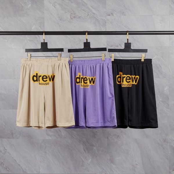 

men's shorts summer style drew house secret men women hiphop streetwear mesh breathable beach, White;black