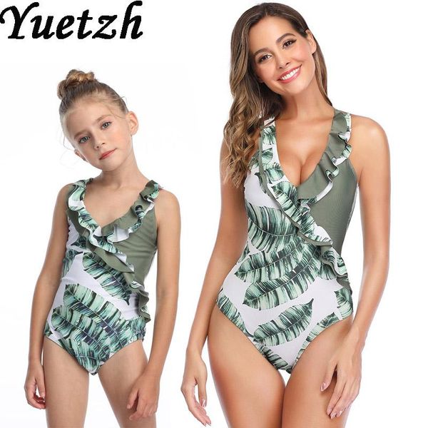 

one-piece suits women girls swimsuit 2021 swim men kids children bathing swimming wear for family beachwear