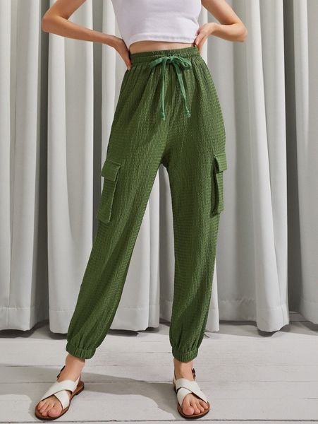 

luukse flap pocket textured pants 51mw#, Black;white