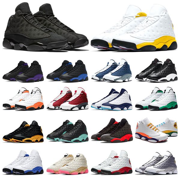 

jumpman 13 men basketball shoes 13s university gold hyper royal red flint obsidian black cat court purple sports sneakers size 7-13, White;red