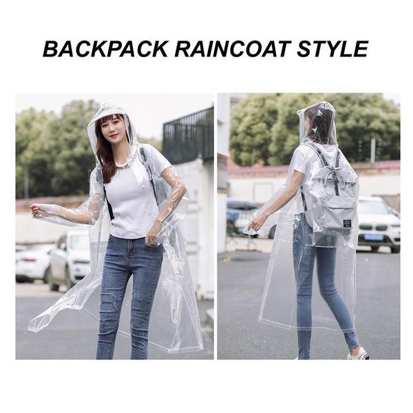 

new quality fashion transparent waterproof clear long women men backpack jacket raincoat with reflective hood drop jllliq