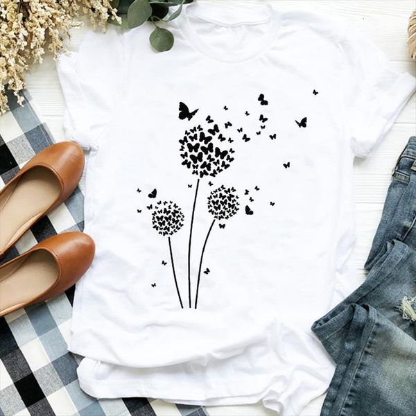 

men lady dandelion mujer mens camisetas 90s butterfly love print female t tee shirt clothes graphic, White;black