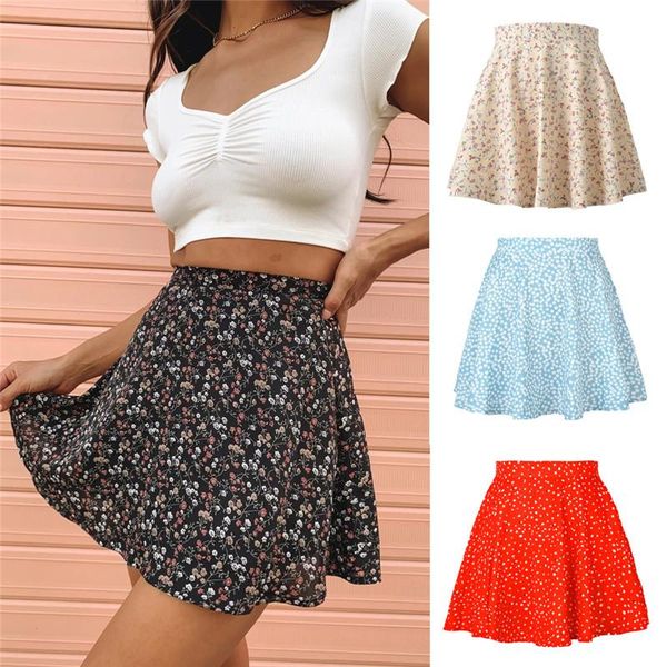 

skirts musuos women y2k street short mini high waist floral printing a-line ladies casual beach stylish bottoms summer, Black