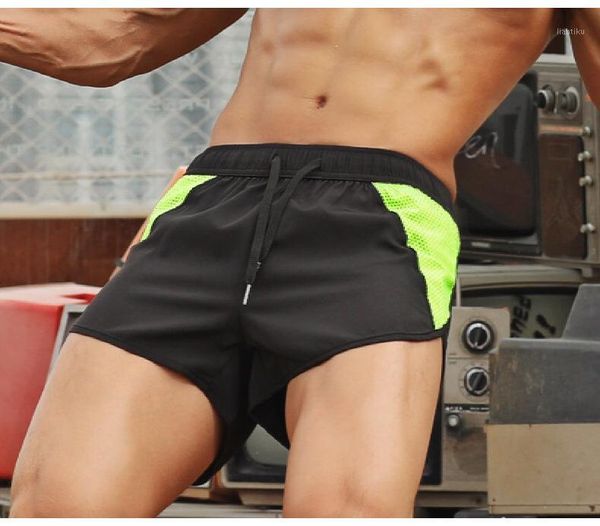 

running shorts short men gym sports male wear fitness trunks marathon training men1, Black;blue