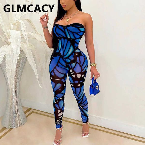 

women fly printed bodycon strapless jumpsuits & club 210702, Black;white