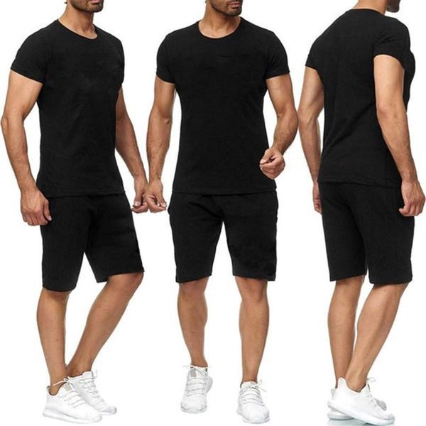

men's tracksuits 2021 summer tracksuit men short sleeve t shirt quick drying shorts 2 pieces sets mens clothing casual sportswears lett, Gray