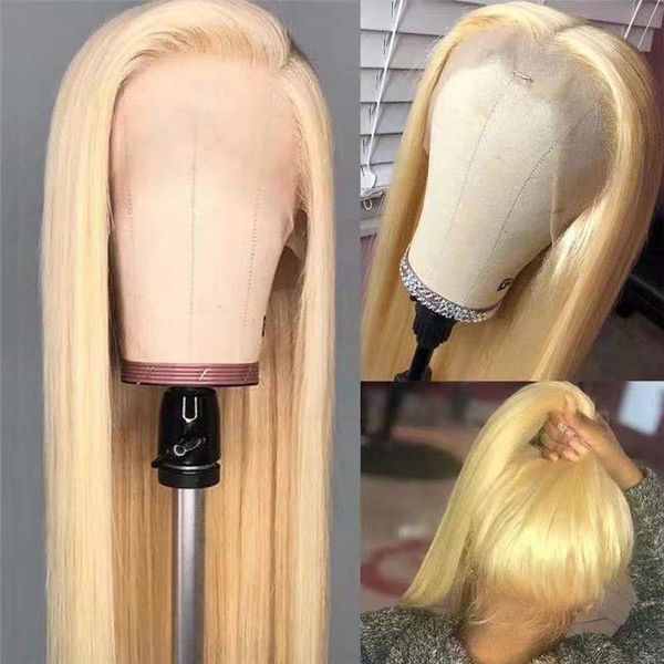 

613 blonde synthetic lace front wig 26 inches simulation human hair wigs perruques de cheveux humains for black women fy744532423, Black;brown