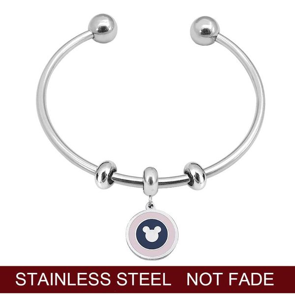 

charm bracelets stainless steel double ball open cuff & bangles trendy silver color party bangle jewelry for women, Golden;silver