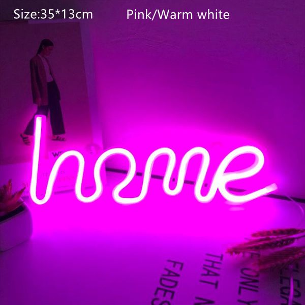 

pink warm white diy neon signs home letter for your indoor outdoor night lights decoration usb/battery shipping-free