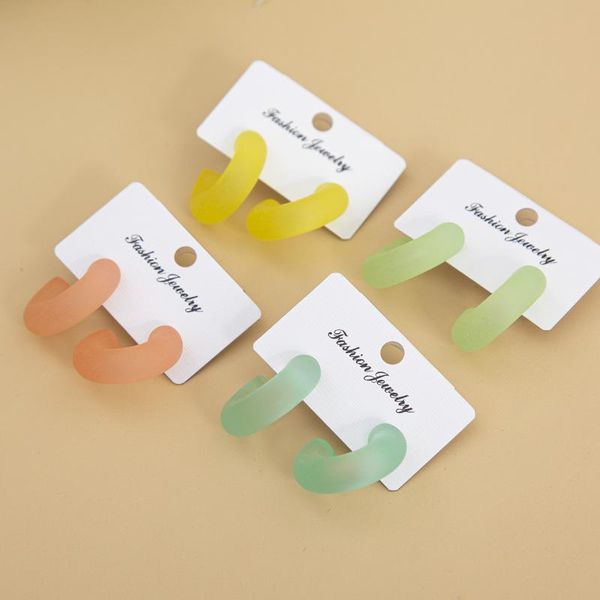 

hoop & huggie chic cute candy color acrylic c-shaped earrings fashion retro round geometric for women girl trendy jewelry, Golden;silver