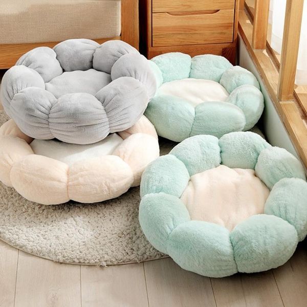 

cat beds & furniture soft plush round pet bed for cats or small dogs self warming autumn winter indoor sleeping anti slip bottom s/l