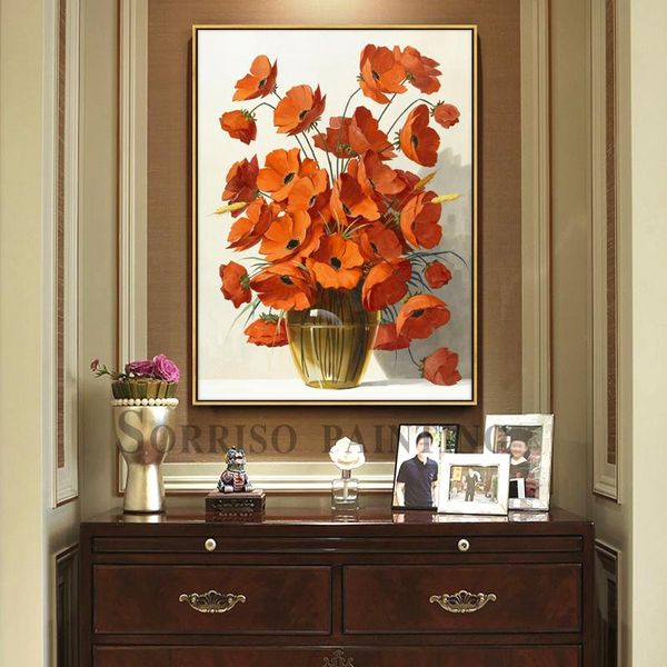 

paintings europe bright red daisy vase canvas painting corridor wall art posters and prints pictures for dining room home hallway decor