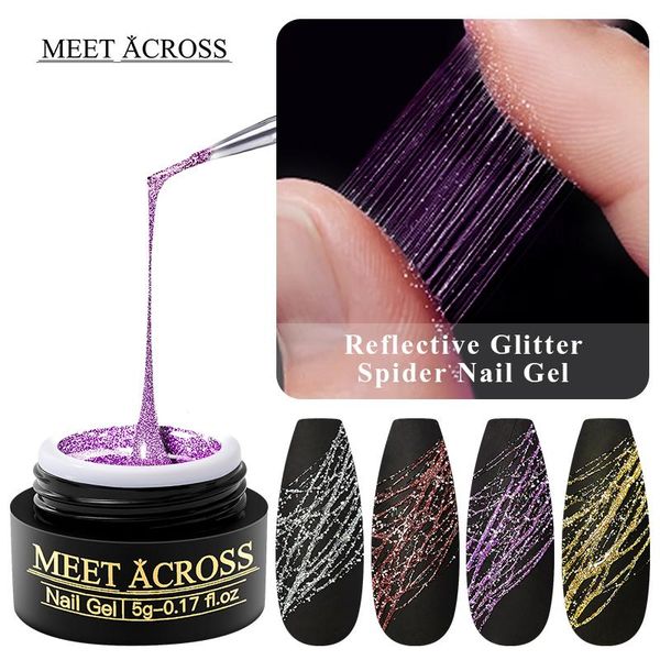 

nail gel meet across 4pcs reflective drawing polish set super stretch spider art color painting, Red;pink