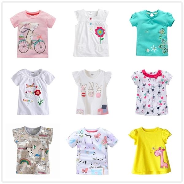 Baby-T-Shirt Große Mädchen T-Shirts T-shirts Kinder Bluse T-Shirts Super Qualität Kinder Sommer Kleidung Kaninchen Rosa W01 210622