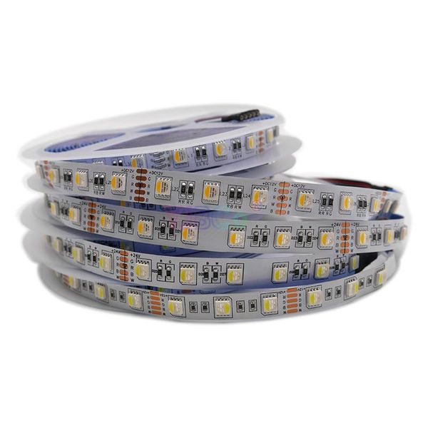

dc12v 24v 5m rgbw/rgbww led strip 4 color in 1 smd flexible led light tape 60leds/m waterproof ip30/65/ip67 white pcb