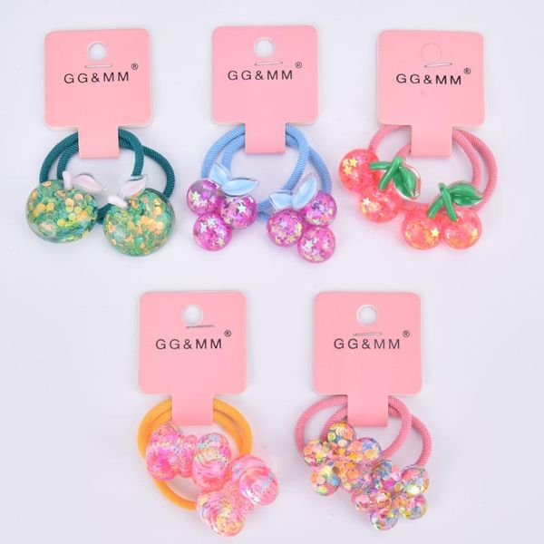 

hair accessories 2pcs cute star flower grape cartoon princess headwear kids elastic bands baby headdress children ropes girls, Slivery;white