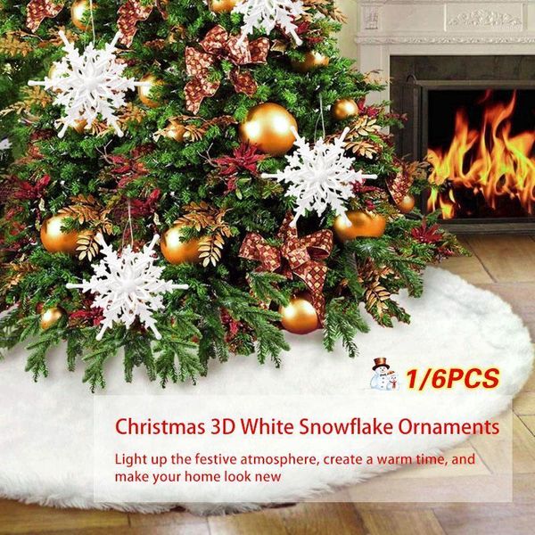 

christmas decorations tree decoration hanging 12cm ice white 3d snowflake ornate baubles ornaments home decor