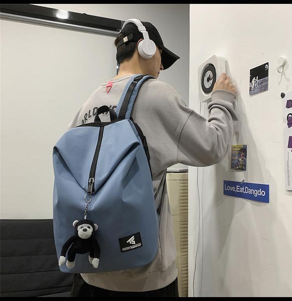 

bb088 college students korean version of the tide brand personality men's backpack ins casual wild boys travel backpack women