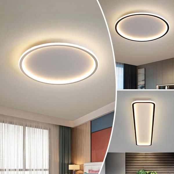

ceiling lights modern led ultra-thin lighting rectangular round bedroom living room black and white acrylic lamp shade