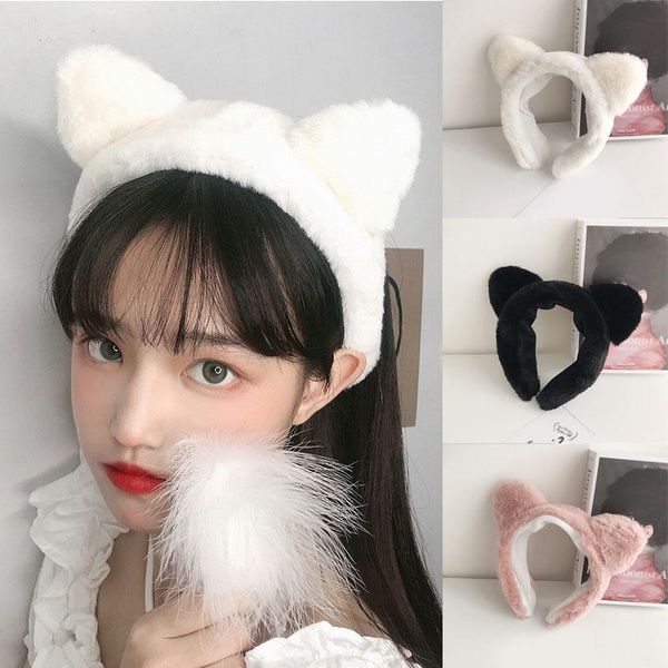 

hair accessories fashion cute cat ears headband wide brimmed head hoop coral fleece diy for washing face makeup
