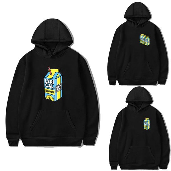 

lyrical lemon print plush hoodie for men and women hoodies, Black
