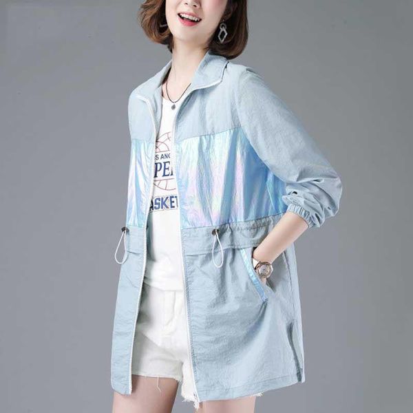 

women's jackets 2021 summer jacket casual thin sunscreen coats long female windbreaker sun protection clothing outerwear plus size 4xl, Black;brown