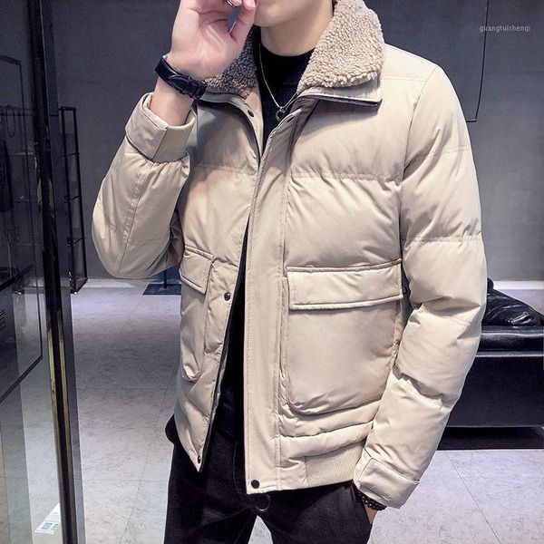

men's down & parkas 2021 winter casual thicken warm waterproof jacket men autumn outwear lamb collar windproof y76, Black