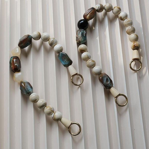 

bag parts & accessories woman accessory green beige acrylic resin beads luxury handcrafted wristband women replacement handle chain, Black