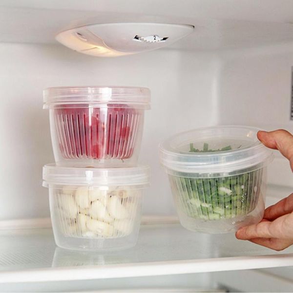 

storage boxes & bins round drain sealed box ginger garlic onion container refrigerator screw cover kitchen organizer