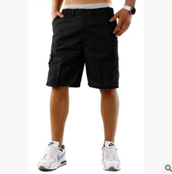 

men vacation katoen casual summer half short stretch slim fit knee tightness solid elastic waist shorts, White;black