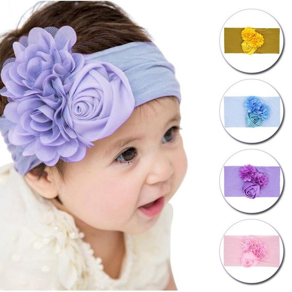 

hair accessories baby cute headband big satin flower headbands bow band born girl toddler turban head wrap children, Slivery;white