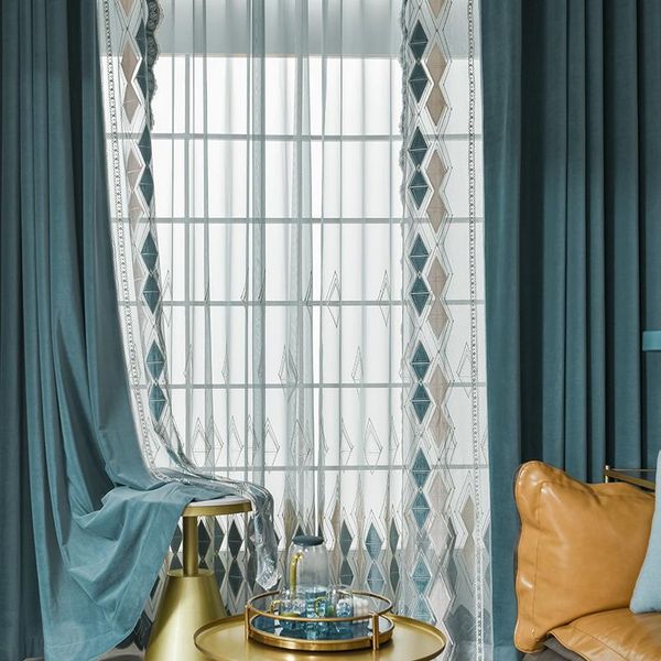 

curtain & drapes modern simple embroidery thick shading flannel bay window home decoration customization curtains for living dining room bed