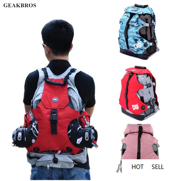 

men women roller skates backpack inline skates skating shoes boots carry bag kid ice skates storage knapsack outdoor sports bag
