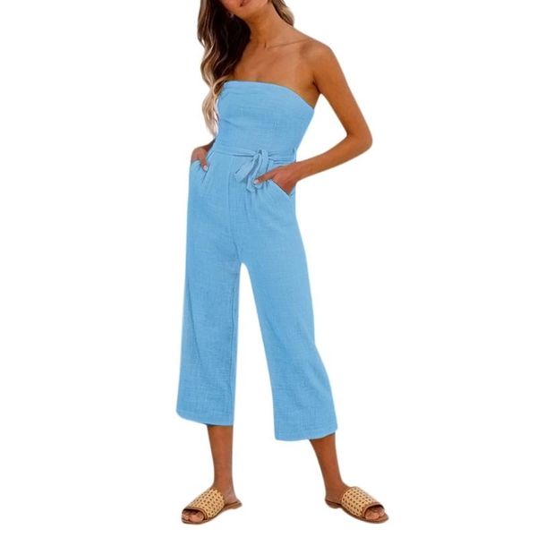 

women's jumpsuits & rompers womens jumpsuit summer lady strappy soild off-shouder long trouser playsuits women holiday clothes, Black;white