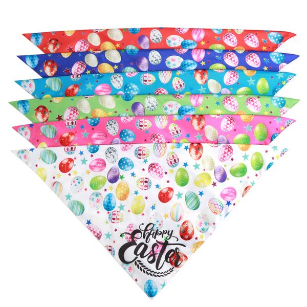 Cão de Páscoa Bandana Duplo Feliz Easter Egg Ovo Coelho Impresso Triângulo Babates Pet Lenço para Cães Médios a Grandes ZC037