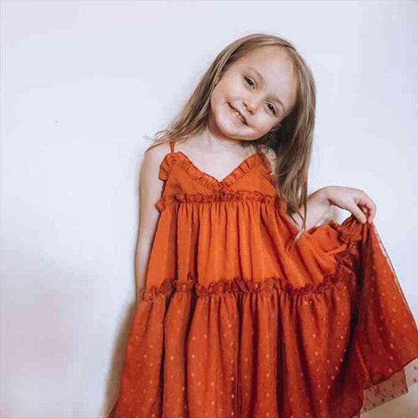 

summer boho kids baby girl dress halter sundress lace frill v-neck tulle spliced beach party wear for children 1-6y, Red;yellow