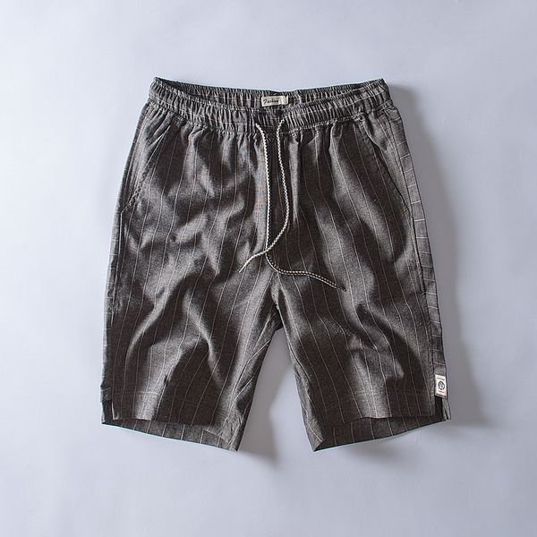 

2021 summer new cotton and linen brand fashion casual men shorts 28-38 size striped short male broek pantaloni cgzk, White;black