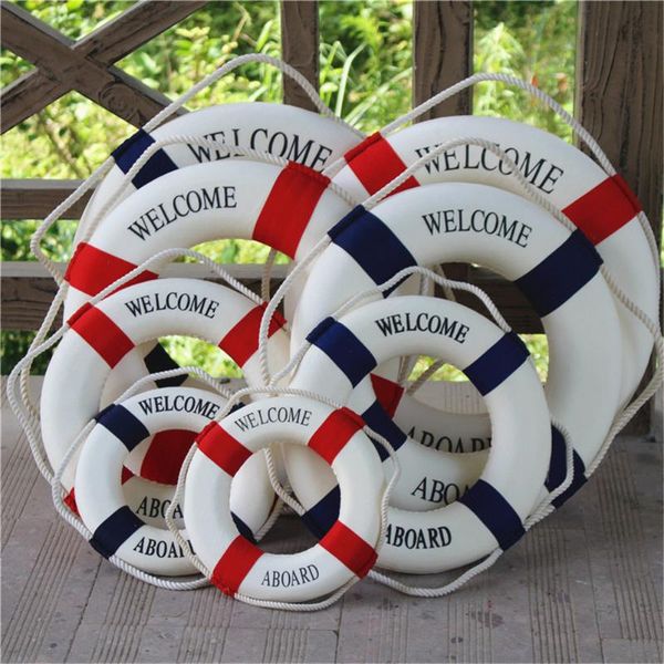 

decorative objects & figurines welcome aboard nautical life lifebuoy ring boat wall hanging home decoration mediterranean style