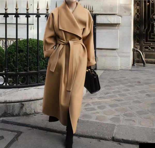 

set new 100% wool limit to high end big king aura euramerican hepburn double sided cashmere coat lapels female fur coat, Black