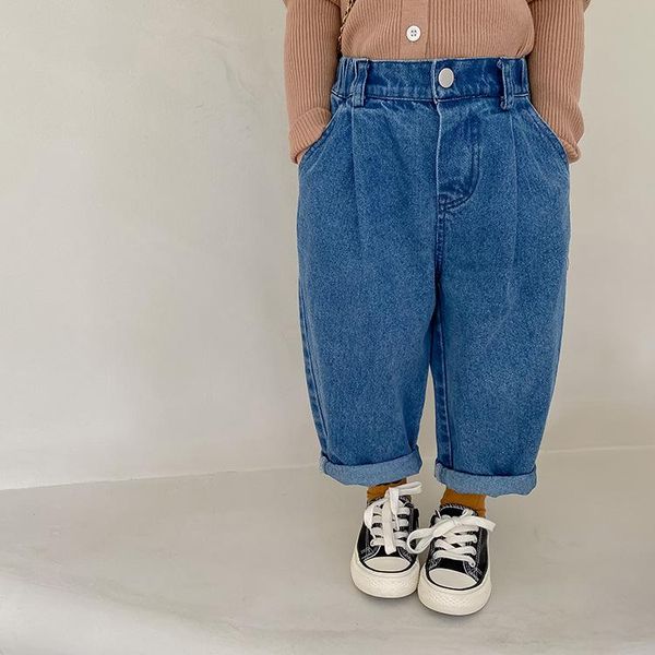 

jeans autumn boys and girls loose casual denim pants children fashion all-match dad, Blue