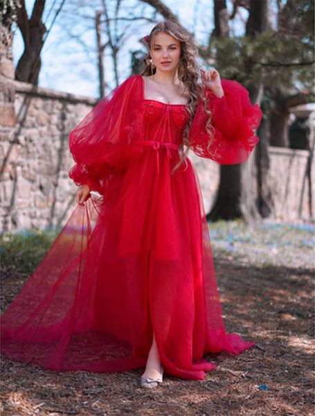 

country a line tulle prom dresses 2022 long sleeves cocktail party evening women wear lace up back robe de marrige, Black