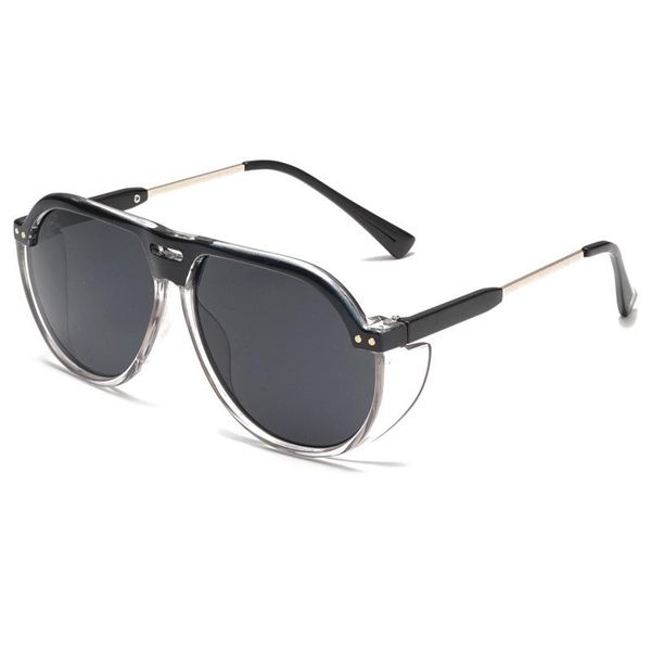 

sunglasses fashion large frame with side shield personality double beam sun glasses for men and women, White;black