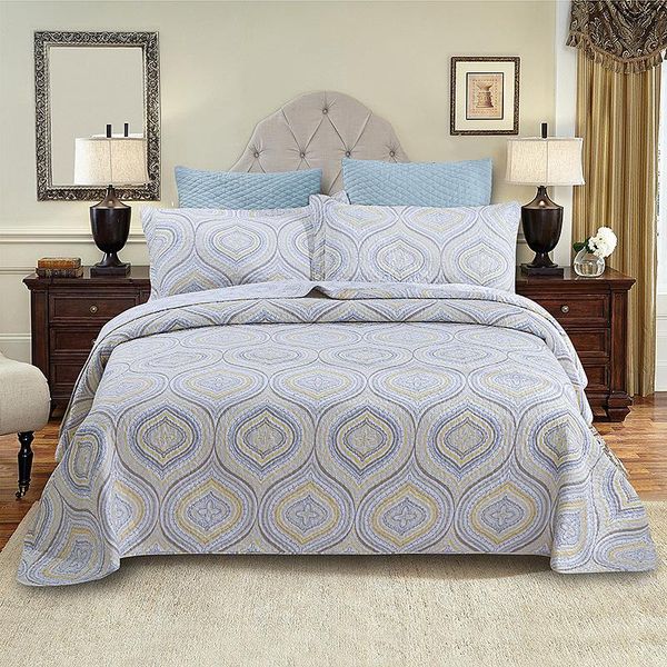 

comforters & sets chausub bedspread quilt set 3-piece printed cotton quilts bed cover pillowcase king queen size quilted coverlet blanket