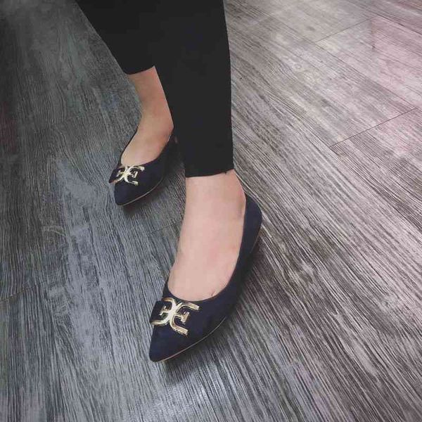 

sam's new spring women's are versatile, lady's leather bowknot buckle shallow mouth flat sole pointed single shoes, Black
