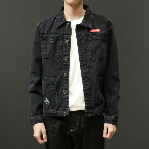 

large casual men's denim jacket, Black;brown