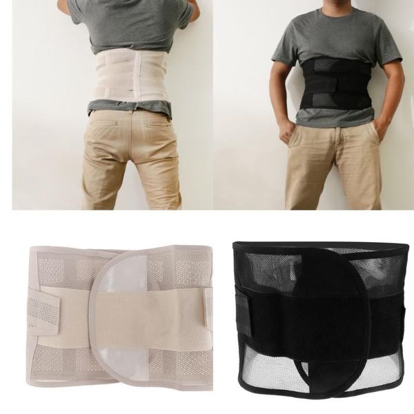 

waist support premium men's lumbar lower back brace exercise belt - adjustable, breathable, Black;gray