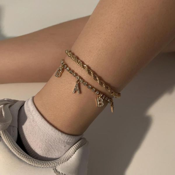 

anklets fashion letter women anklet jewelry accessories gold silver color summer yoga beach fine foot, Red;blue