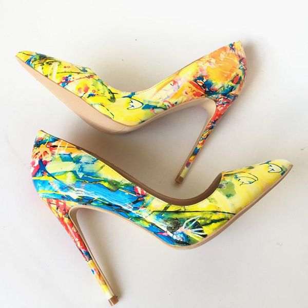 

dress shoes 2021 fashion yellow patent leather poined toe stiletto heel high shoe pump high-heeled, Black